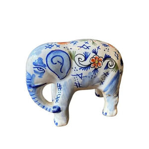 Vintage Small floral print elephant  Figuring  home office decor
